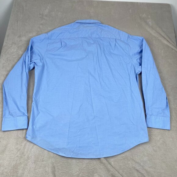 Van Heusen Mens Button-Up Shirts XL Blue Solid & Blue Check Pattern Classic Fit - Picture 4 of 16